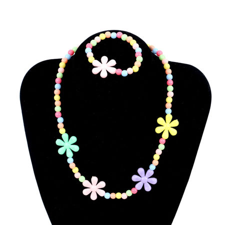 Kids Jewelry Colorful Flower Fashion Jewelry for Girls Necklace Bracelet Set For Little Girls Children …